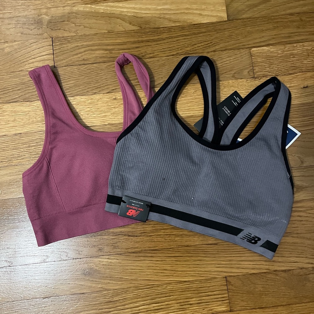 New Balance Gray and Pink Sports Bras Medium Support